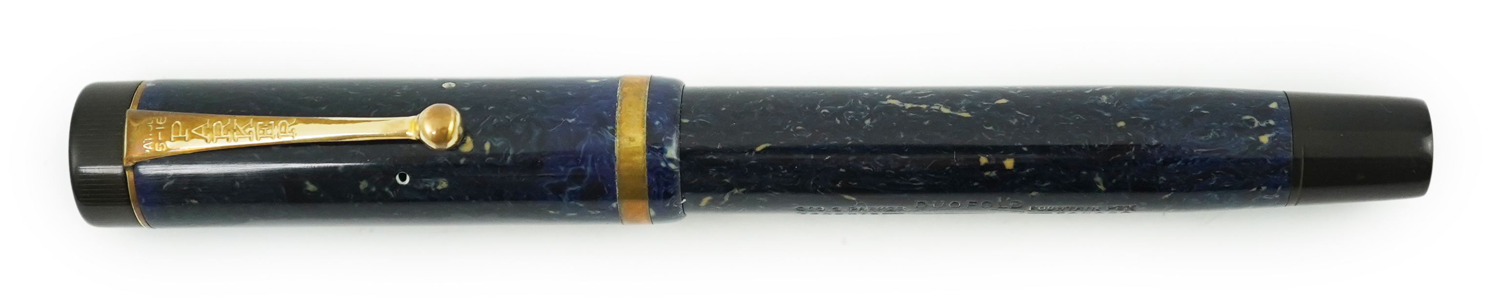 A Parker Senior Duofold fountain pen in lapis blue